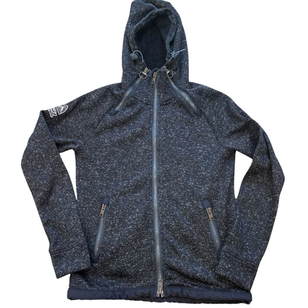 Superdry Men's Navy Heather Storm Fleece Full ZIp Hoodie Medium Heavyweight